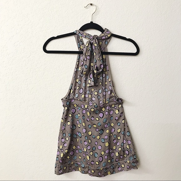 BCBG Maxazria Brown Polka Dot Halter Top - Picture 2 of 5